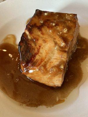 Browned butter and honey-garlic salmon, wild caught, not farmed