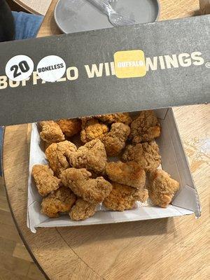 Barely seasoned boneless wings.