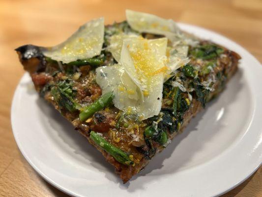 Late winter specialty slice with romesco sauce