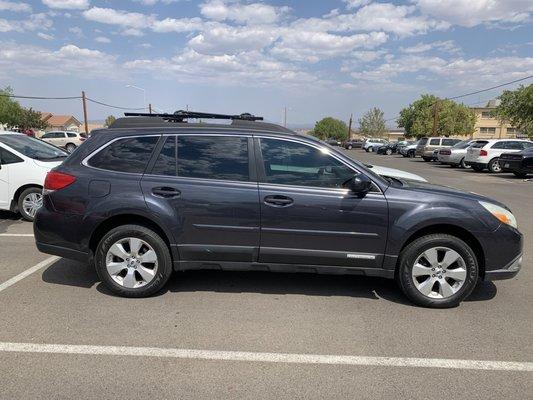 30% in front with windshield brow and limo tint in all the real windows.