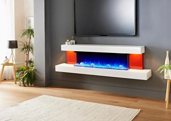 Evolution Fires Alpha Wall mounted Electric Fireplace with high gloss Red tiles