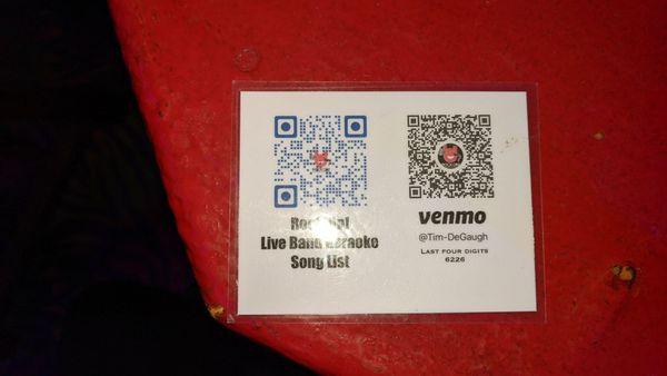 QR code for Tuesday nights Live band Karaoke.