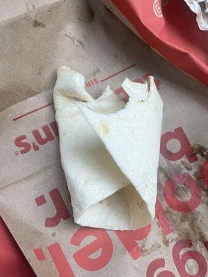 Over a third of my burrito was just tortilla! (See next pic)