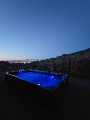 Lights and water feature on the swim spa