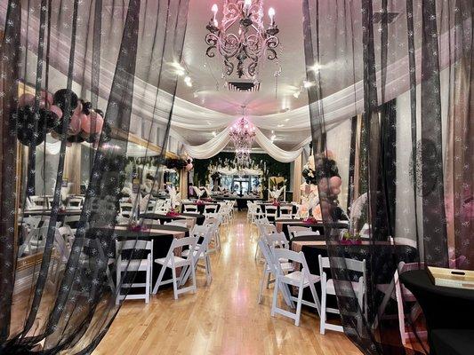 Set Up for Birthday Party, Glam Theme