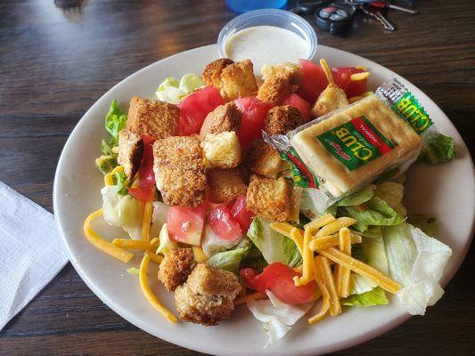 Huge Side salad that accompanies the fish dinner