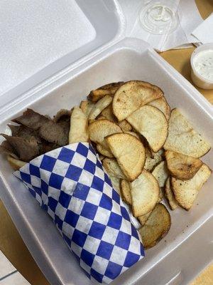 Gyro meal with Greek potatoes