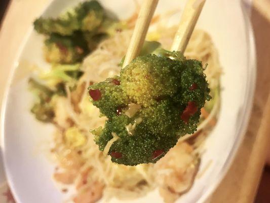 Garlic Broccoli with chow mei fun in the background. Both were great!