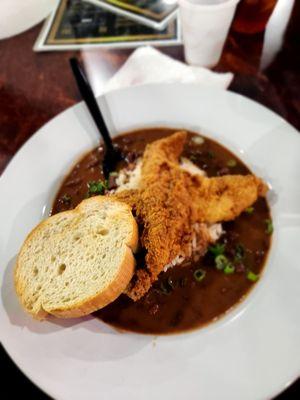 Red Beans and rice with fried catfish