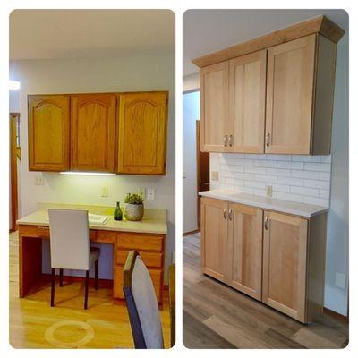 Kitchen desk to cabinets