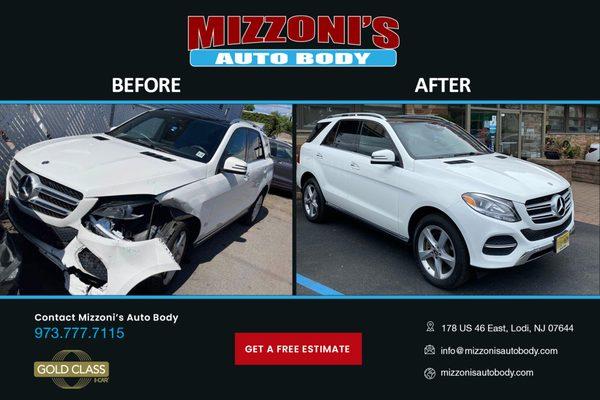 Here's our latest repair on a 2018 Mercedes GLE 350. We brought this SUV back to pre-accident condition and now it looks good as new! If you