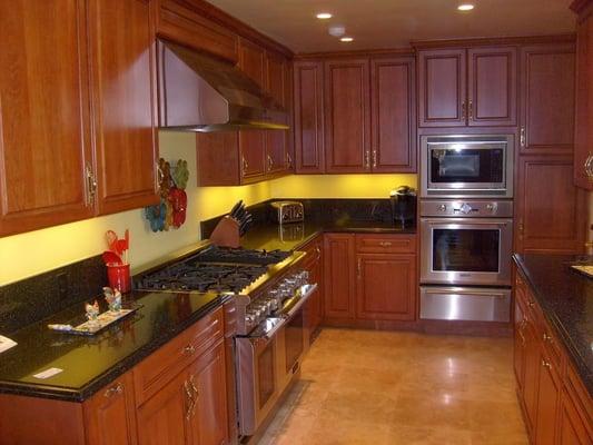 One of our many lighting jobs.  Recessed and under-cabinet lighting.