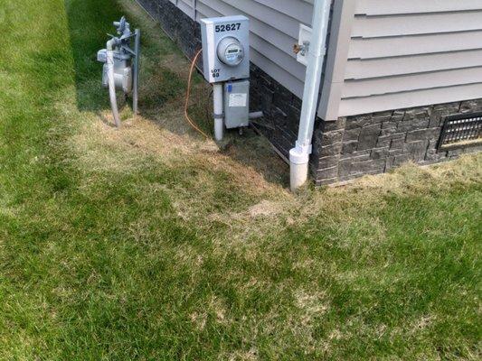 Shows the same weed whacking and damage to customer's home!