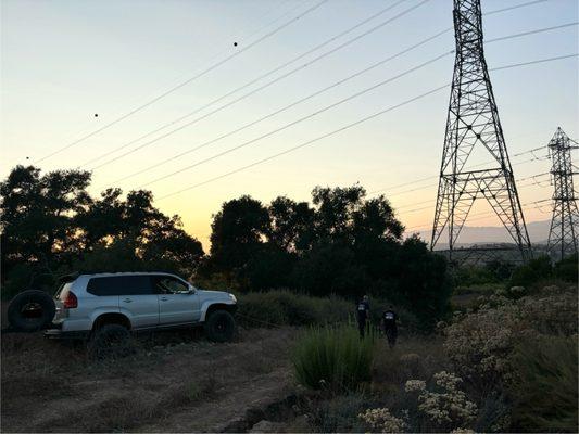 Southside Towing, using a wench to pull the vehicle out of its stuck position. Took no longer than 10 minutes to set up and retrieve.