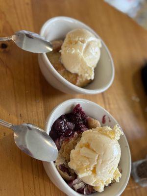 Blackberry cobbler and apple tart