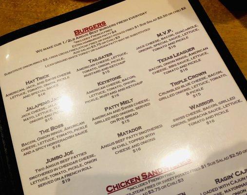 Burger  menu