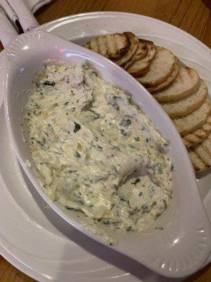 Artichoke dip and toast