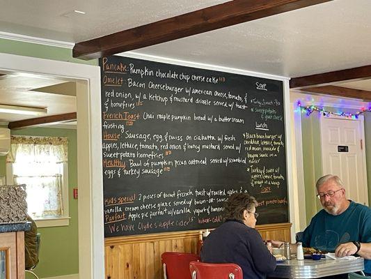 October '23 specials. We got the French toast and the omelet and loved both!