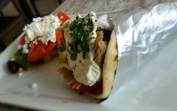 Gyro with Greek salad