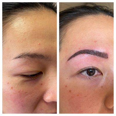 Microblading before and after.