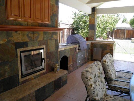 Fire place, TV, Pavilion and Tile