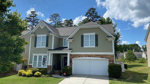 Installed new Certainteed Landmark Weathered Wood shingles after homeowner received a new roof from hail damage in a recent storm.