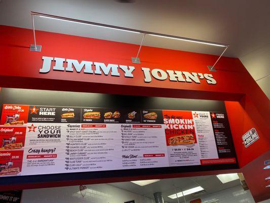 Jimmy Johns menu in Factoria