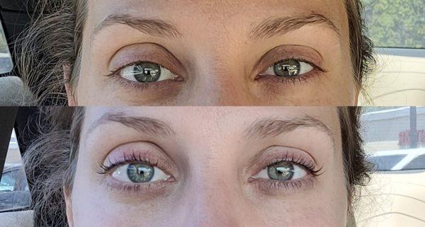 Natural eyelash lift and tint