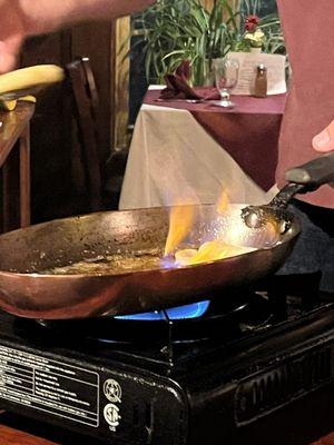 Flaming Banana Fosters tableside