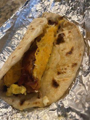 Bacon egg and cheese taco.