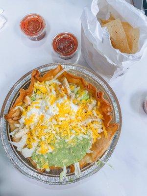 Grilled chicken taco salad - around $12.50 I think. Huge!!