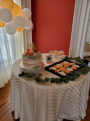 Cake and cookie corner for baby shower