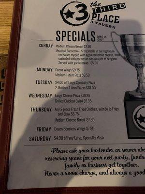 New specials