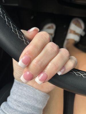 Nail dip with French tips