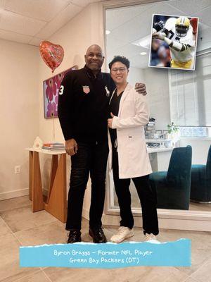 So proud to be the dental provider of choice of our Smile Champion, Byron Braggs, a former NFL player of Green Bay Packers DT!