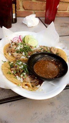 The pork tacos