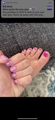 Gel Pedicure & SNS short square nails