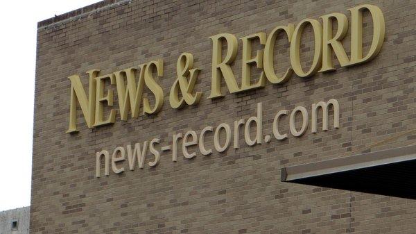 Outside the Greensboro News & Record building.