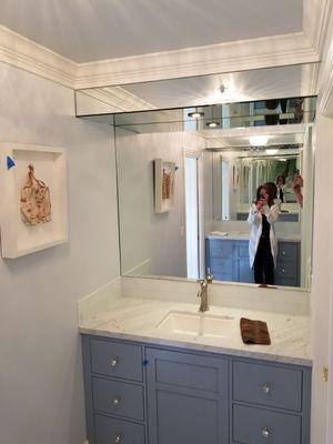 Custom mirrors with light cutout in ceiling mirror