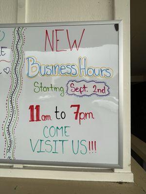 New business hours