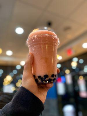 Strawberry slush with boba