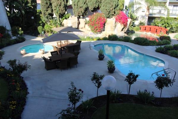 The courtyard with the pool