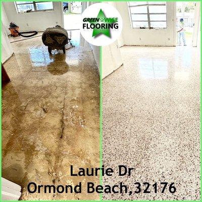 Ormond Beach Terrazzo Restoration  Mastic Adhesive Removal