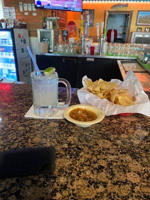 Traditional marg and complimentary chips and salsa