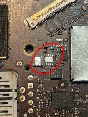 2017 MacBook Air 13" No power to USB port repair by replacing the U4600 USB power switch chip.