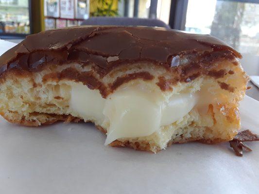 Inside my yummy Custard Filled Chocolate donut!!