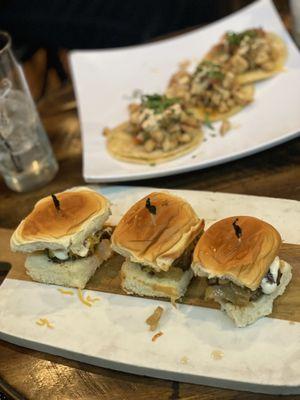 Sliders, chicken Street Tacos