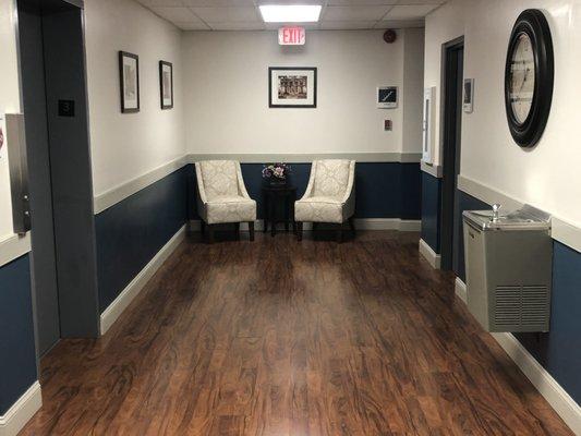 Third floor lobby and restrooms.