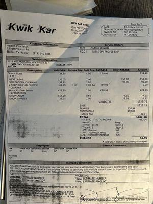 This is the most recent invoice. Look at the price difference for the same Sensor.