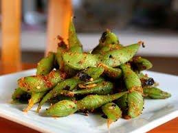 Spicy garlic edamame